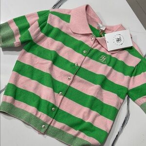 FAIR LIAR GOLFWEAR BLOUSE BRAND NEW PINK/GREEN